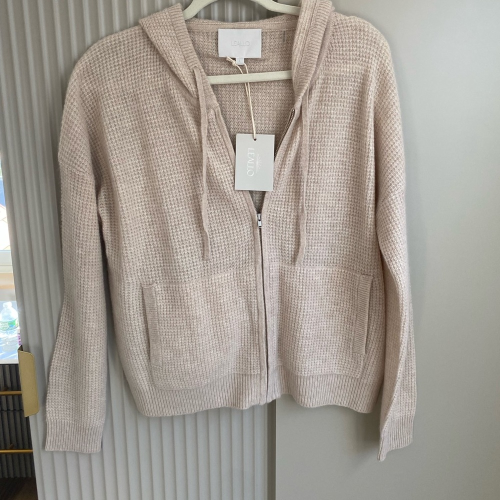 Leallo Cashmere Hoodie L NWT wheat - Picture 5 of 6